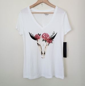 Carbon Copy bull skull shirt M